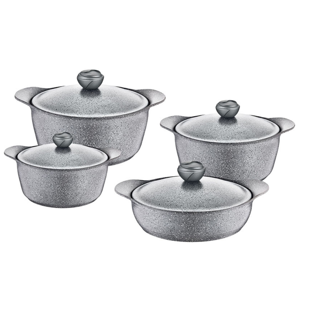 OMS 3006 GREY 8 PCS GRANITEC COOKWARE SET - MADE IN TURKEY OMS 3006 GREY 8 PCS GRANITEC COOKWARE SET - MADE IN TURKEY